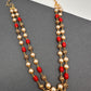 Golden Nakshi Ball Coral Pearls Double Layer Necklace