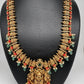 Goddess Lakshmi Nakshi Matte Coral Long Haar with Emerald Beads