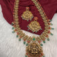 Goddess Lakshmi Nakshi Matte Coral Long Haar with Emerald Beads