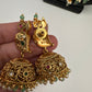 Goddess Lakshmi Ganesha Nakshi Matte Haar with Pearls and Emerald Beads