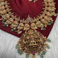 Goddess Lakshmi Ganesha Nakshi Matte Haar with Pearls and Emerald Beads