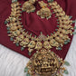 Goddess Lakshmi Ganesha Nakshi Matte Haar with Pearls and Emerald Beads