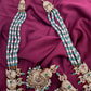 Goddess Lakshmi Ganesha Nakshi Matte Haar with Pearls and Emerald Beads