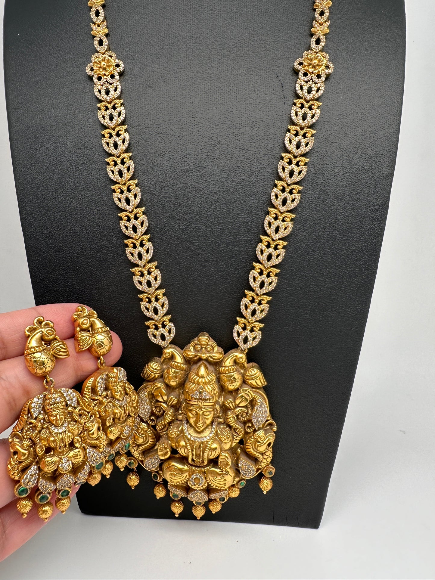 Goddess Lakshmi Nakshi CZ Matte Haar Necklace