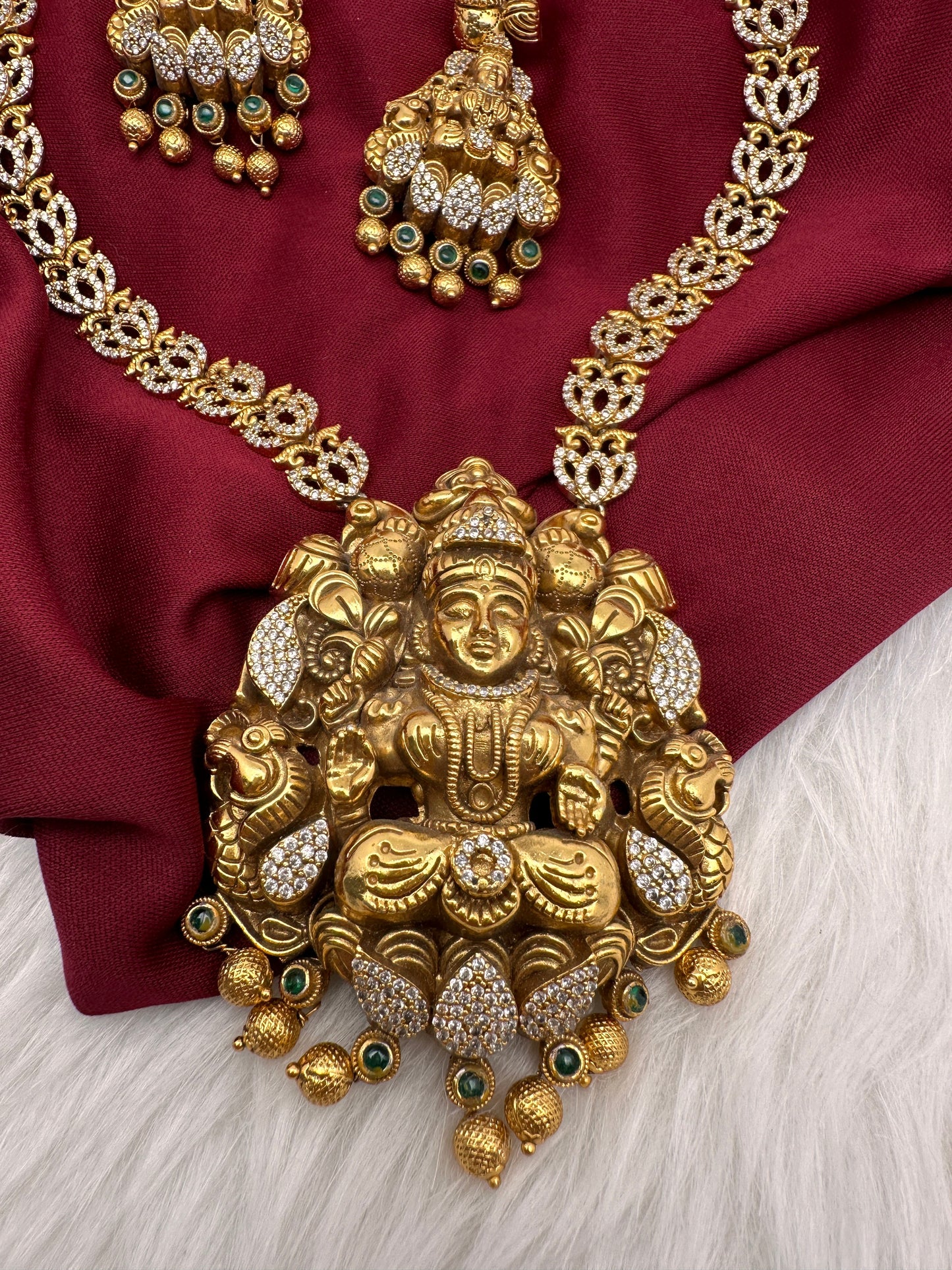 Goddess Lakshmi Nakshi CZ Matte Haar Necklace