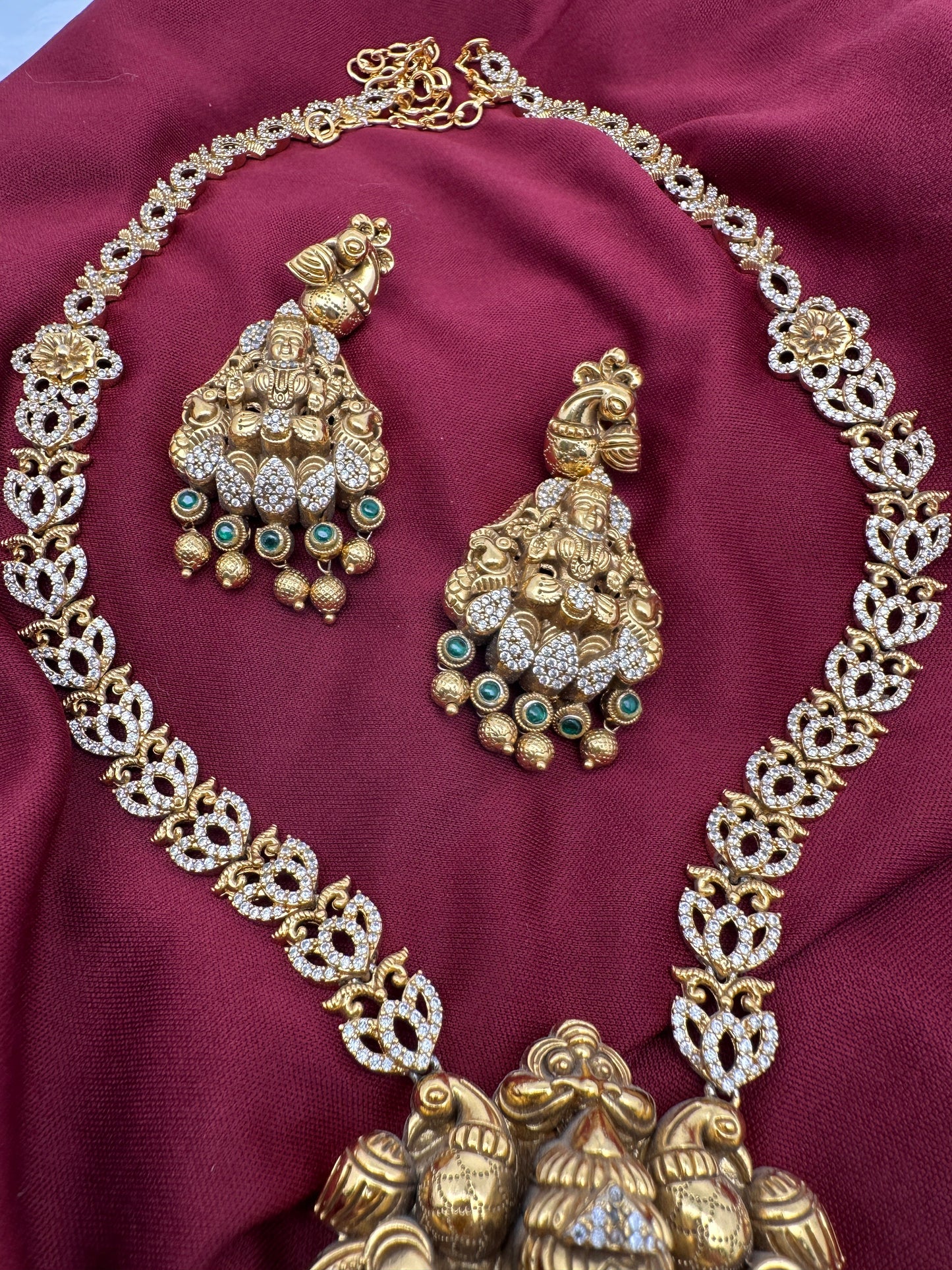 Goddess Lakshmi Nakshi CZ Matte Haar Necklace