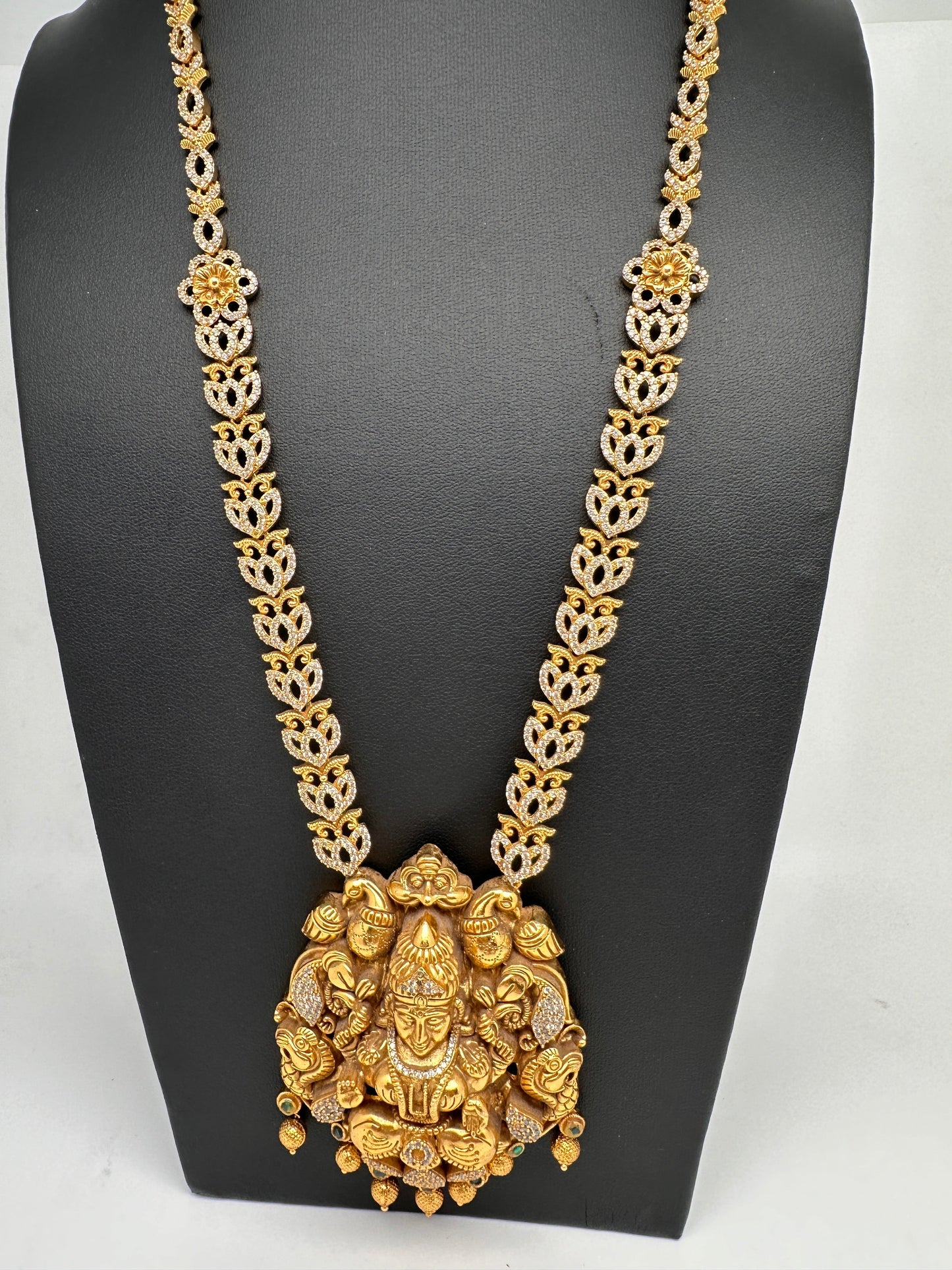 Goddess Lakshmi Nakshi CZ Matte Haar Necklace