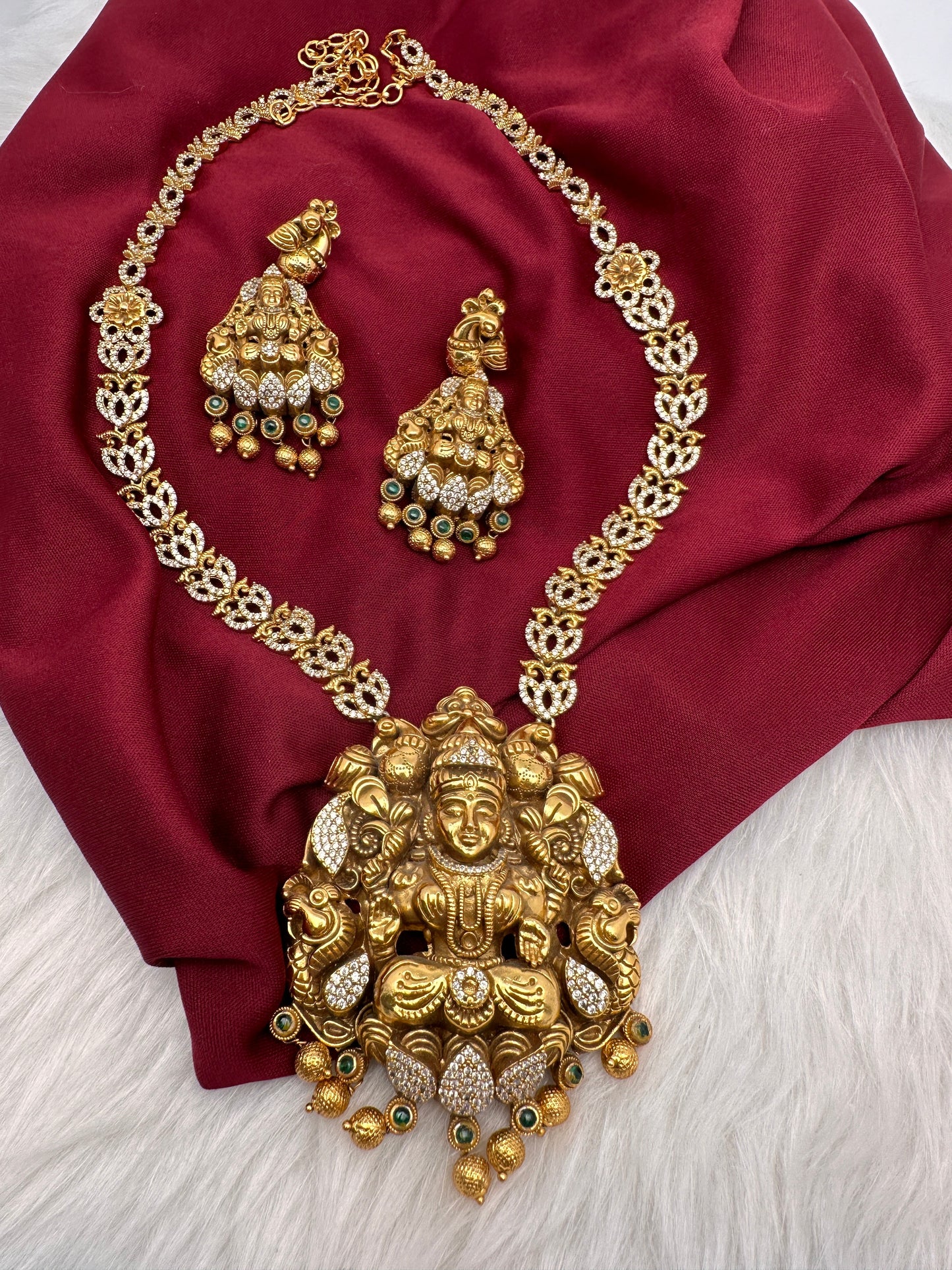 Goddess Lakshmi Nakshi CZ Matte Haar Necklace