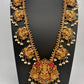 Goddess Lakshmi Jadau Potta Stones Nakshi Matte Haar with Pearls and Green Beads