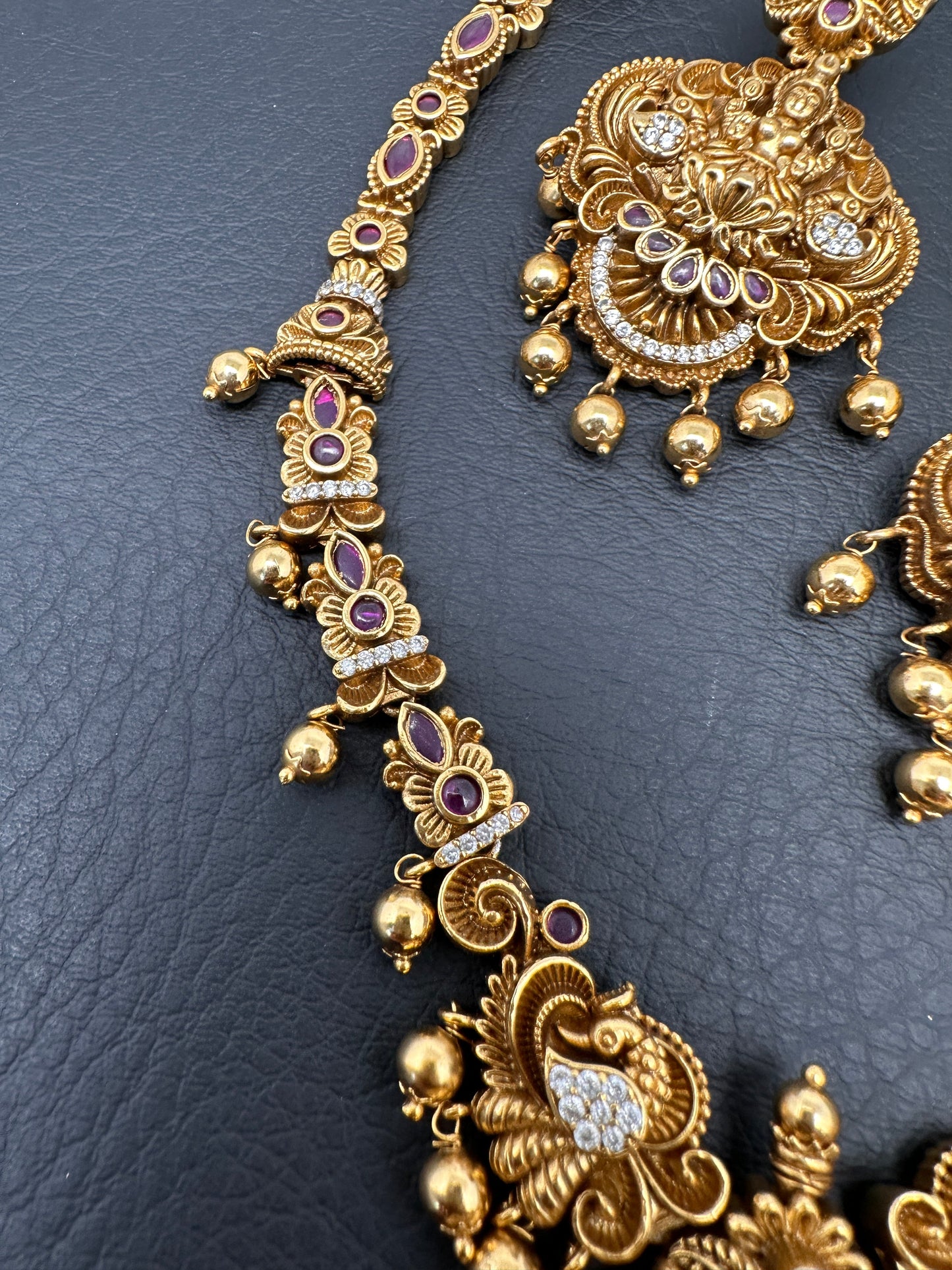 Goddess Lakshmi Nakshi Matte Antique Finish Short Necklace Set