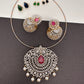 American Diamond Changeable Stones Pendent Set