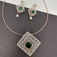 AD Color Stone Pendent Set - Green