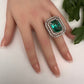 CZ Silver Finish Adjustable Color Stone Cocktail Ring - RamaGreen