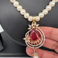 Red AD Pendent with Shell Pearl Necklace