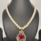 Red AD Pendent with Shell Pearl Necklace