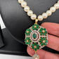 Green AD Pendent with Shell Pearl Necklace