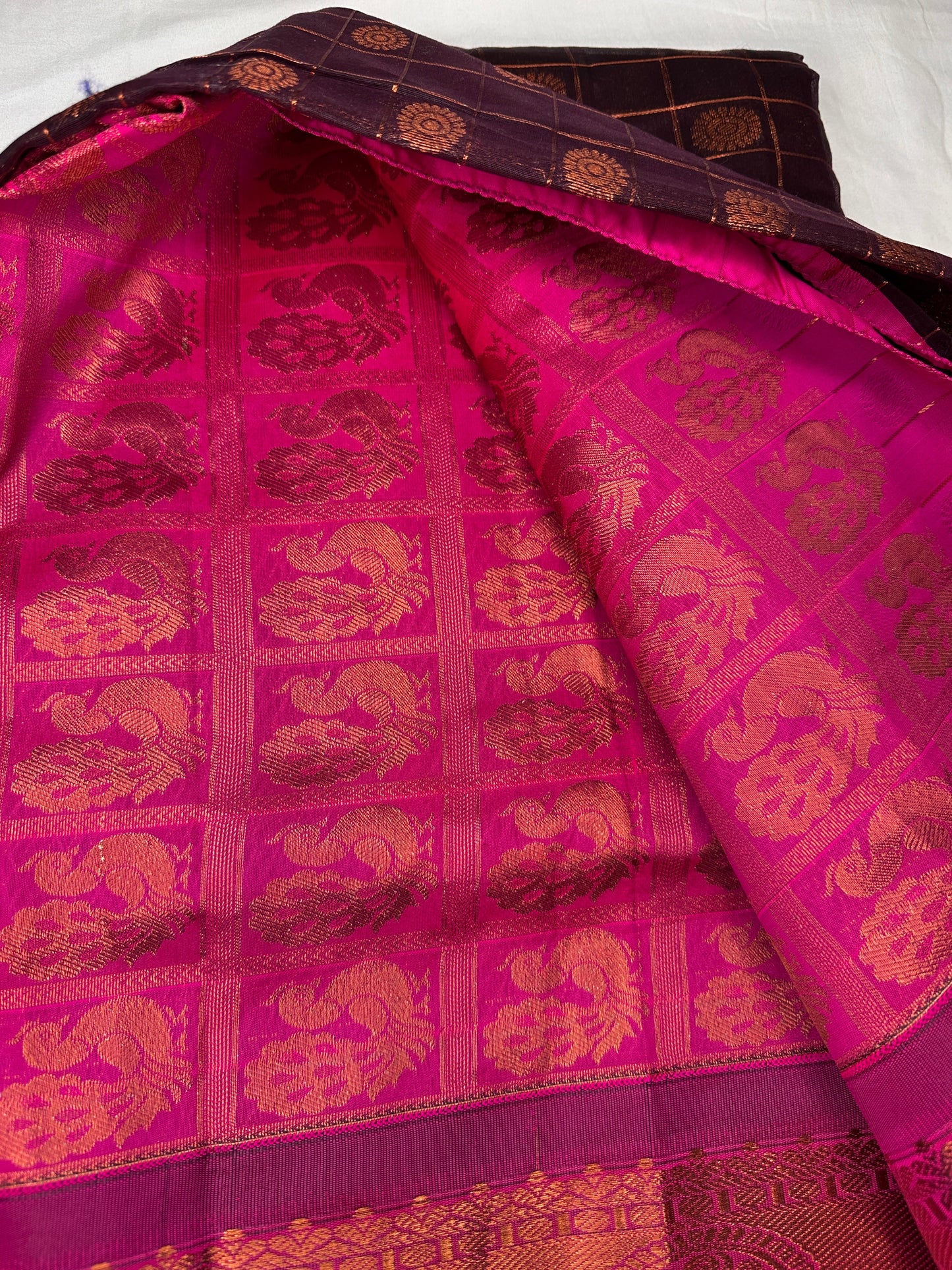 Purple and Pink Semi Mangalgiri Border Cotton Silk Saree