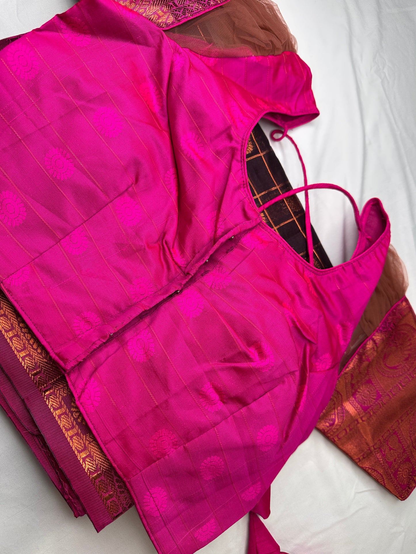 Purple and Pink Semi Mangalgiri Border Cotton Silk Saree