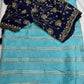 Blue Semi Crepe with Zari Border Saree