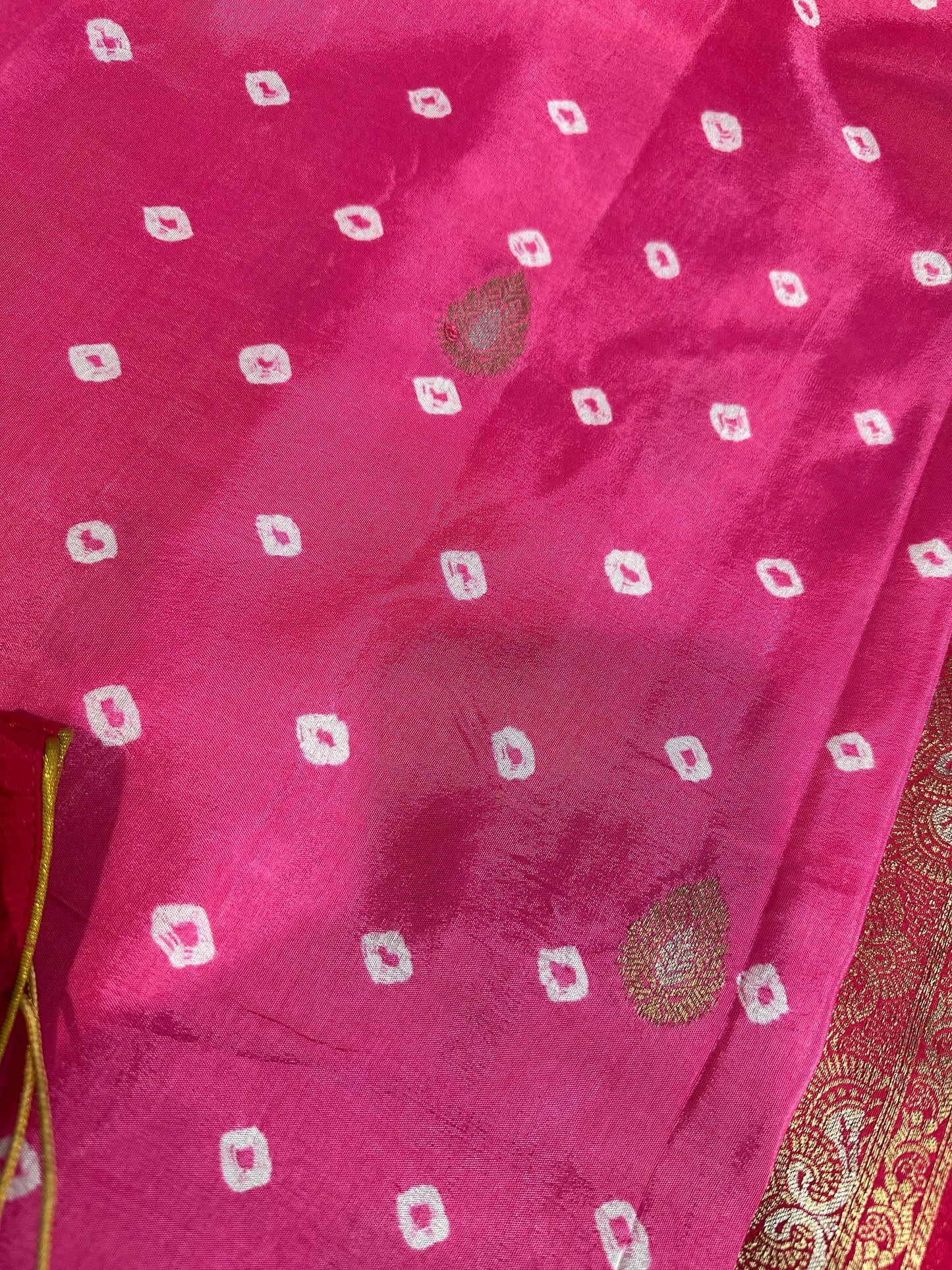 Pink Badhani Saree with Khadi Border