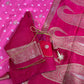 Pink Badhani Saree with Khadi Border