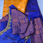 Orange and Blue Semi Kuppdam Saree