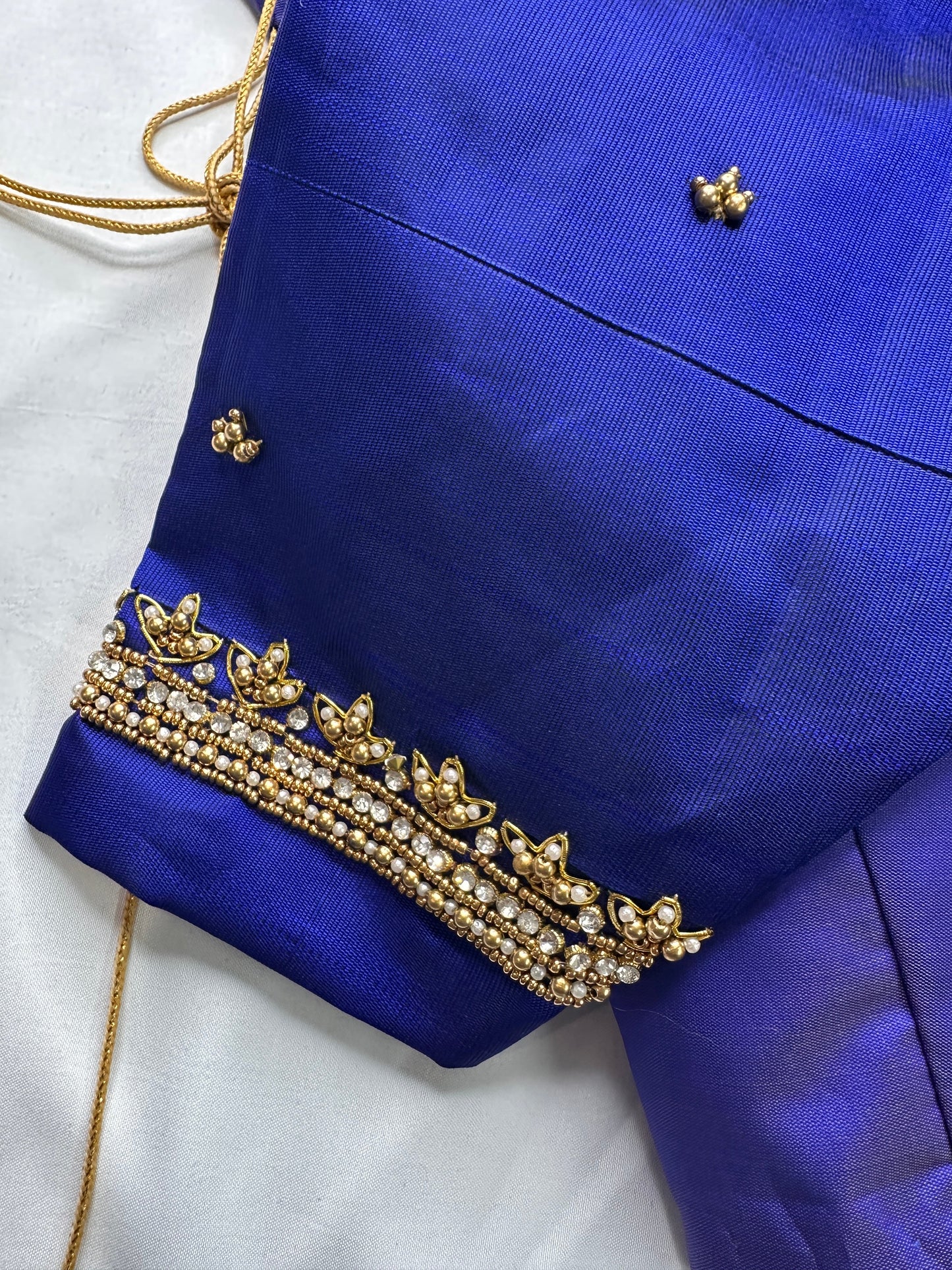 Yellow and Blue Semi Kuppdam Saree