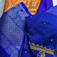 Yellow and Blue Semi Kuppdam Saree