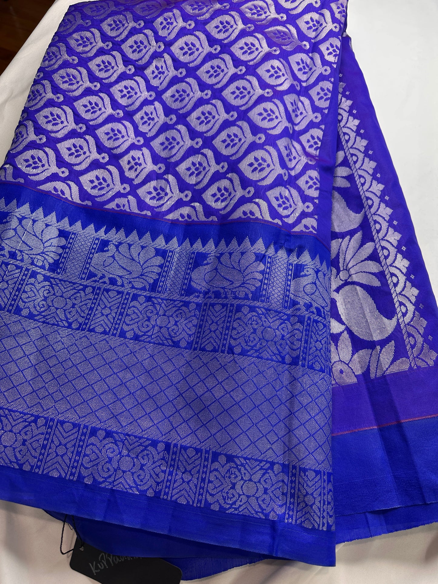 Yellow and Blue Semi Kuppdam Saree