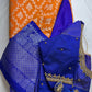 Yellow and Blue Semi Kuppdam Saree