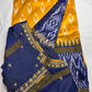 Yellow and Blue Double Ikkat Pochampally Pure Silk