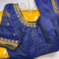 Yellow and Blue Double Ikkat Pochampally Pure Silk