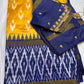 Yellow and Blue Double Ikkat Pochampally Pure Silk