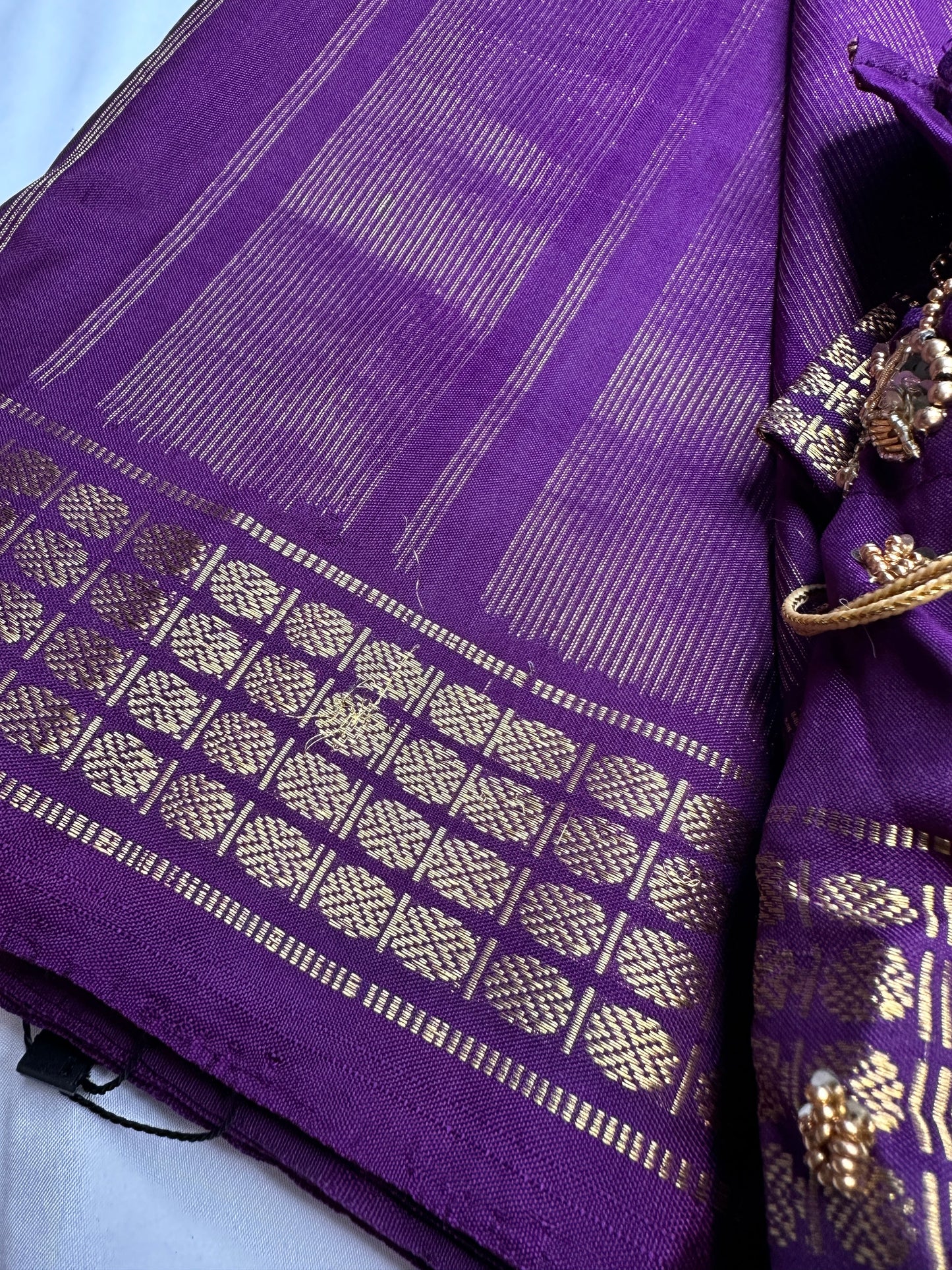 Purple Double Ikkat Pochampally Pure Silk