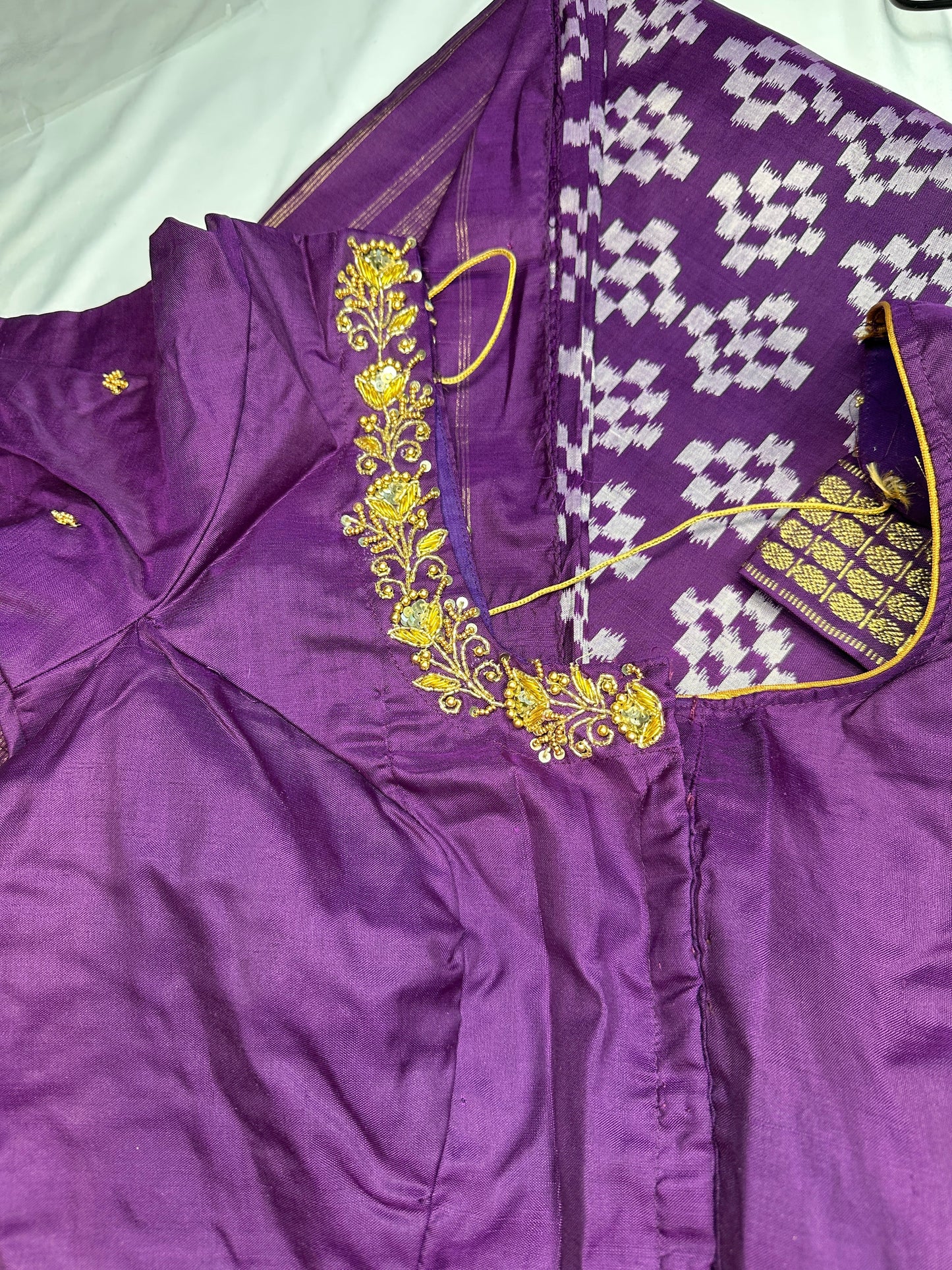 Purple Double Ikkat Pochampally Pure Silk