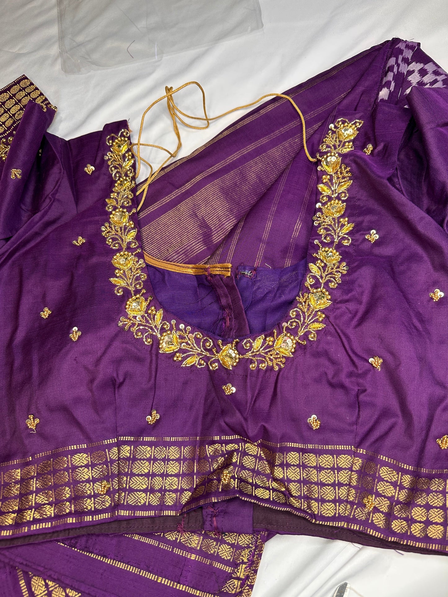 Purple Double Ikkat Pochampally Pure Silk