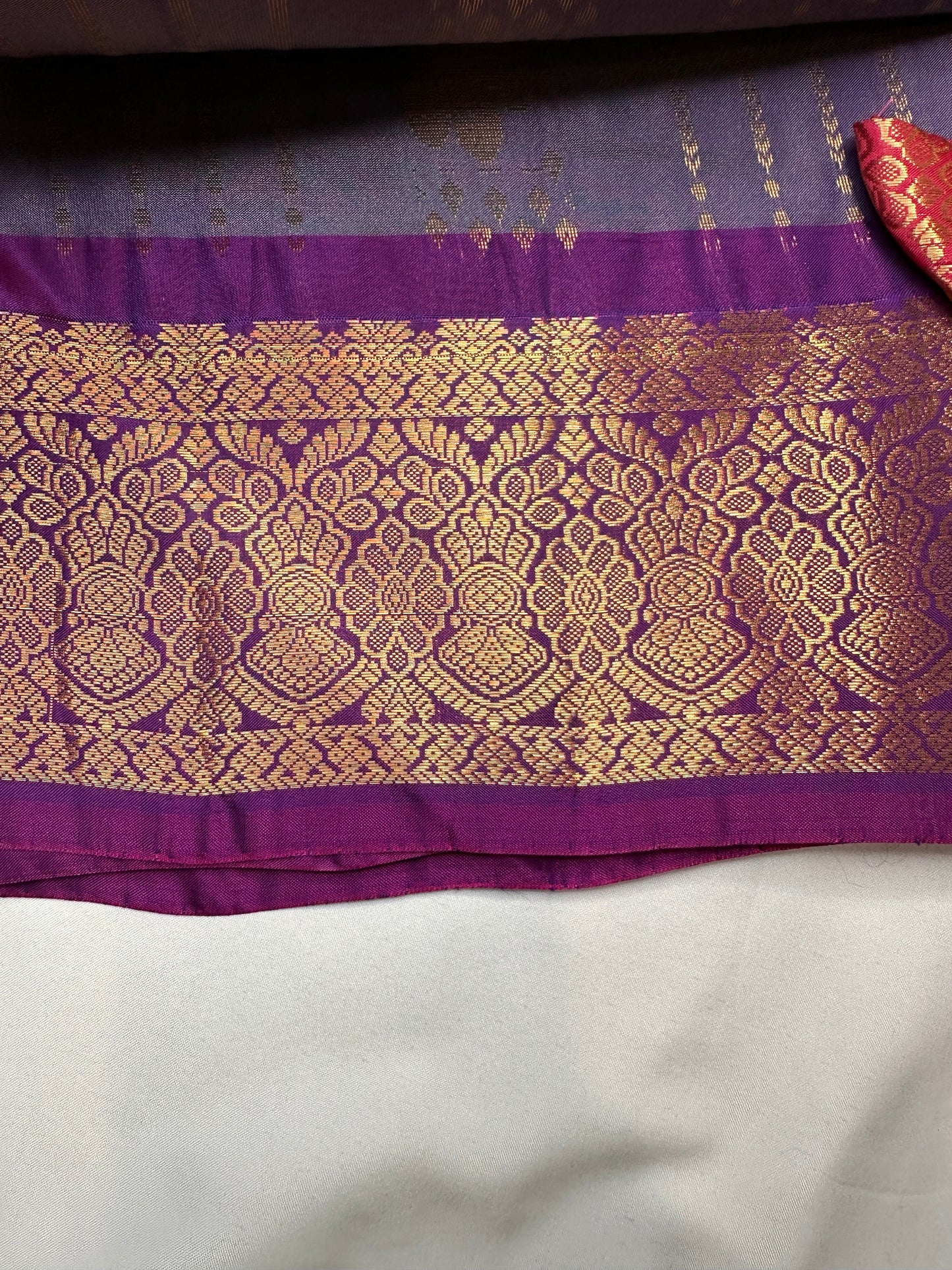 Purple Blue Semi Kanchi Saree