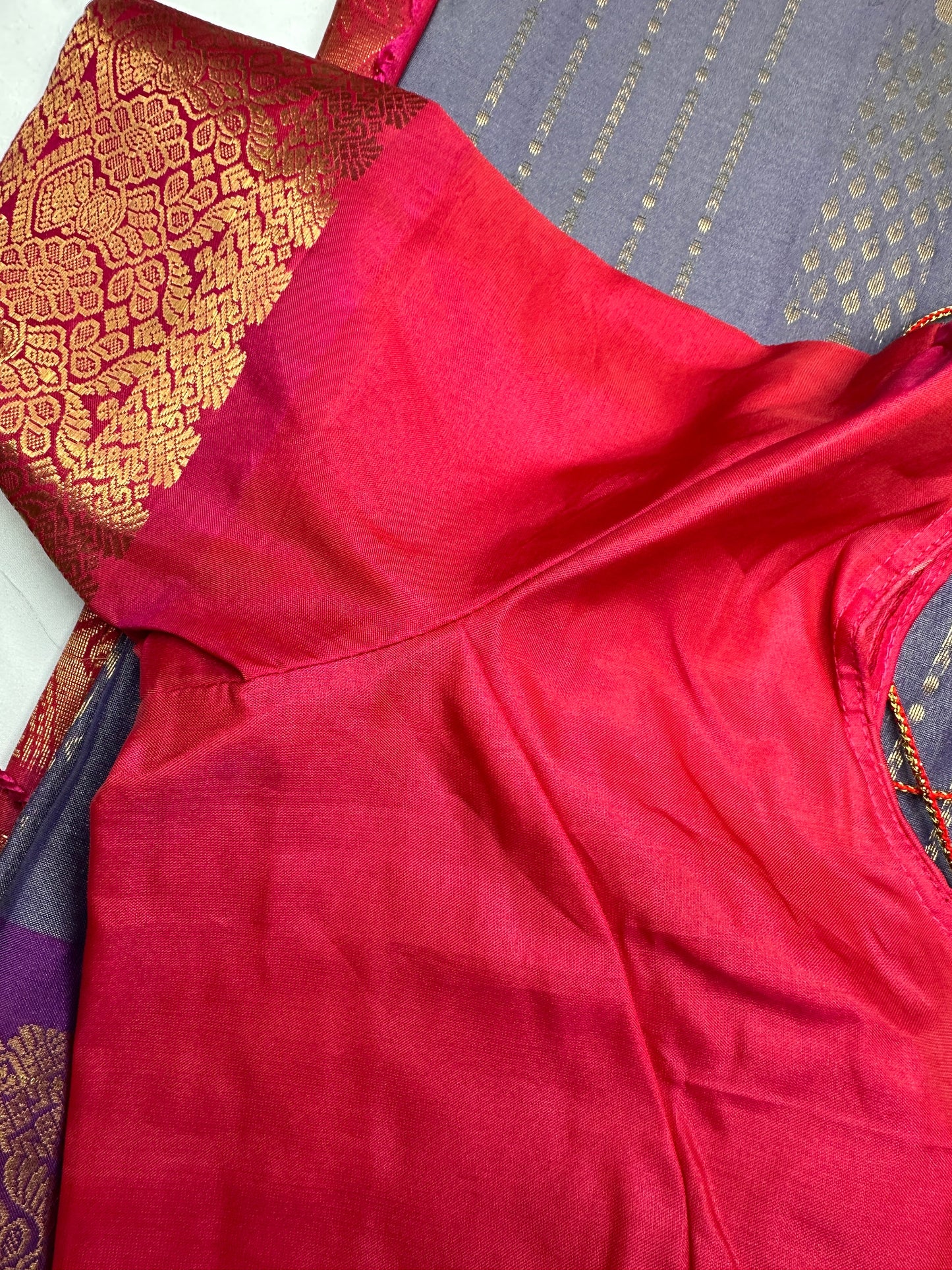 Purple Blue Semi Kanchi Saree