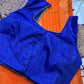 Kanchi Semi Silk Orange and Blue Saree