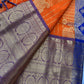 Kanchi Semi Silk Orange and Blue Saree