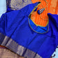 Kanchi Semi Silk Orange and Blue Saree