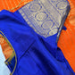 Kanchi Semi Silk Orange and Blue Saree