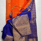 Kanchi Semi Silk Orange and Blue Saree