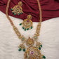 Goddess Lakshmi Red Kemp Green beads Long Necklace