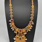 Red Green Stone Pearls Long Ethnic Necklace