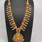 Goddess Lakshmi Links Green beads CZ Matte Finish Necklace