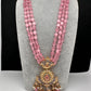 AD Pink Stone Victorian Pendent Pink Beads Necklace