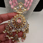 AD Pink Stone Victorian Pendent Pink Beads Necklace