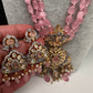 AD Pink Stone Victorian Pendent Pink Beads Necklace