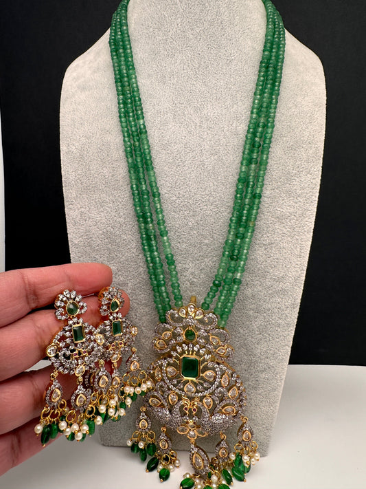 AD Peacock Green Onyx Beads Necklace